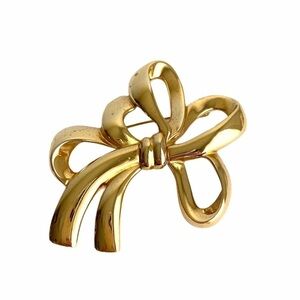 Vintage Monet Gold Tone Ribbon Brooch Bow Pin‎ Feminine Coquette Girl